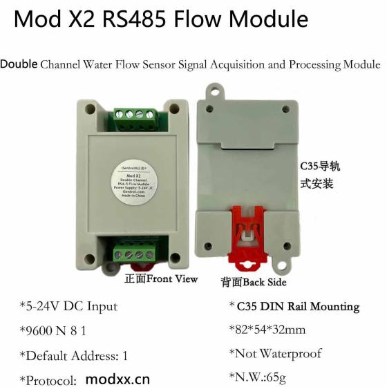 Mod X2 Dual Channel Flow Sensor Pulse Signal Data Collecting and Processing Module